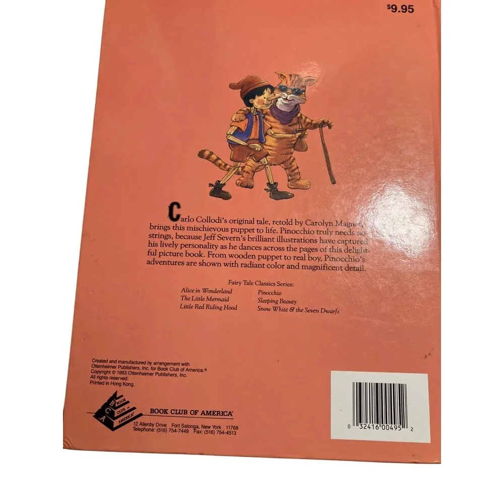 Pinocchio Hardcover Carolyn Magner 1993 Book Club Of America Fairy Tale Classic